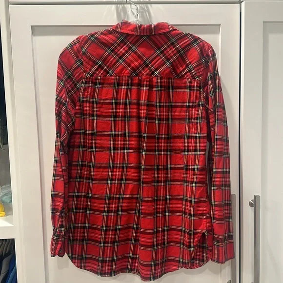J Crew red plaid button down long sleeve shirt - Picture 4 of 5